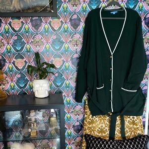 Draper James Forest Cardigan with Ivory Accents